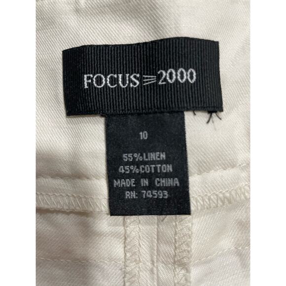 Focus 2000 Linen Cotton Wide Leg Pants Womens 10 White Understated Quiet Luxury - Picture 5 of 12